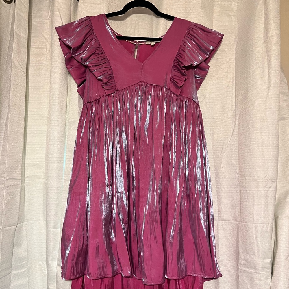 Umgee Shimmering Pink Midi Dress
